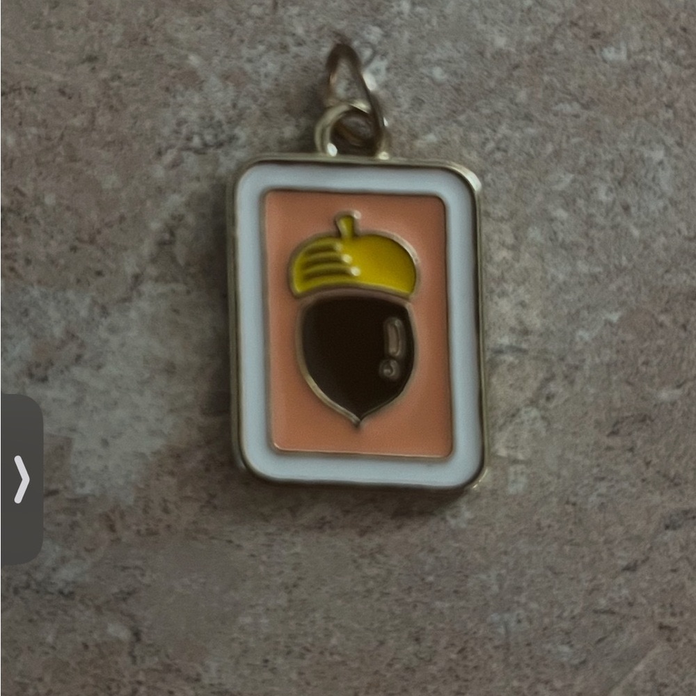 Nintendo Acorn Enamel Pendant Charm - Yellow Brown Peach